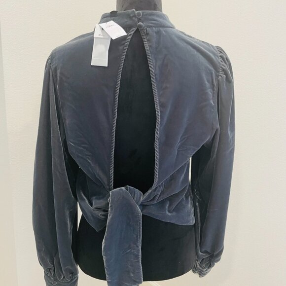 New! Banana Republic Top in Soft Velvet Tie in the Back/Open Back - Picture 3 of 5